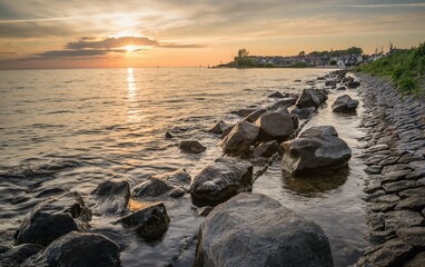 Fototapeta sunset on the beach at Urk obraz