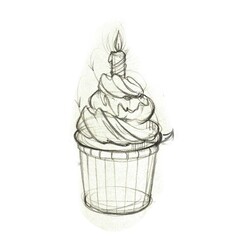 Cupcakes. Hand painted graphics illustrations cupcakes design for holidays, coffee shops, greeting cards, packaging, for party wedding invitations, scrapbooking paper, dessert cafe menu, stationery