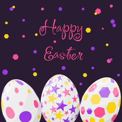 Easter greeting card with multicolored eggs