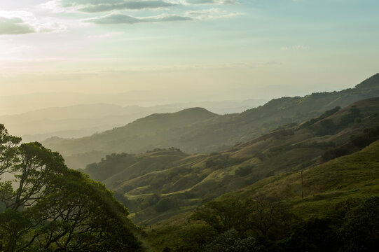 Beautiful Mountain sunset Costa Rica