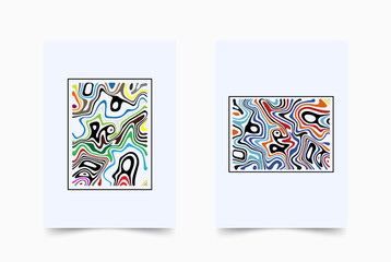 Multicolored abstract liquid lines poster design. Colored curves and wavy lines on a white background. Banner, flyer, invitation, cover, business card.