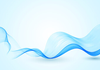 Abstract blue wave. Flow of transparent blue abstract wave.