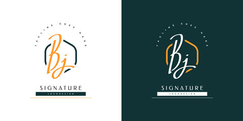 Fototapeta na wymiar BJ Initial Logo Design with Handwriting Style. BJ Signature Logo or Symbol for Wedding, Fashion, Jewelry, Boutique, Botanical, Floral and Business Identity