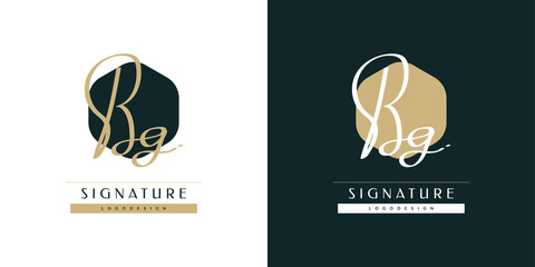 BG Initial Logo Design with Handwriting Style. BG Signature Logo or Symbol for Wedding, Fashion, Jewelry, Boutique, Botanical, Floral and Business Identity