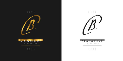 CB Initial Logo Design with Elegant Handwriting Style in Gold Gradient. CB Signature Logo or Symbol for Wedding, Fashion, Jewelry, Boutique, Botanical, Floral and Business Identity