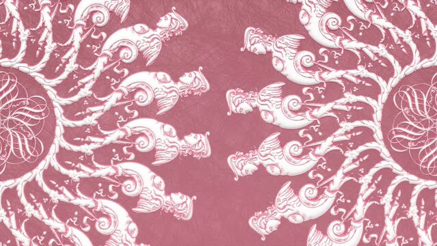 Decorative vintage antique floral baroque ornament, luxury renaissance retro victorian elegant motif, royal damask background with curve shapes and rococo acanthus, animated ornate 3d illustration