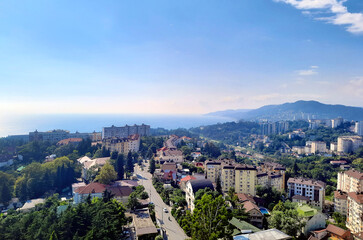 Top view of a residential area with houses, Sochi, Russia.