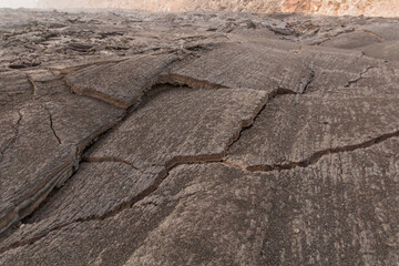 Lava fields in Erta Ale volcano crater, Ethiopia