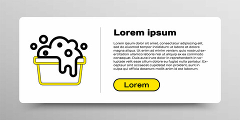 Line Plastic basin with soap suds icon isolated on white background. Bowl with water. Washing clothes, cleaning equipment. Colorful outline concept. Vector