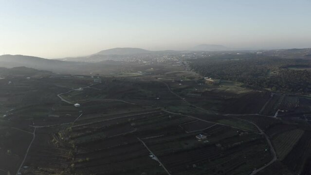 Birkat Ram Yaafur, Majdal Shams and snow capped mount Hermon
Aerial view from north israel, 2022 

