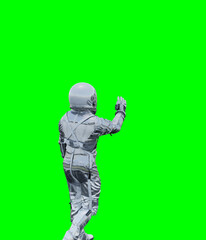 Astronaut isolated on green background perfect for photo compositing