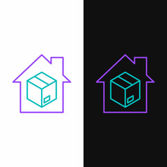 Line Home delivery services icon isolated on white and black background. Colorful outline concept. Vector