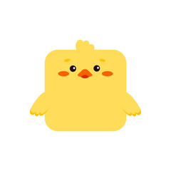 Square duckling bird farm animal face icon isolated on white background. Cute cartoon square shape kawaii duckling avatar for kids character. Vector flat illustration for mobile ui game application.