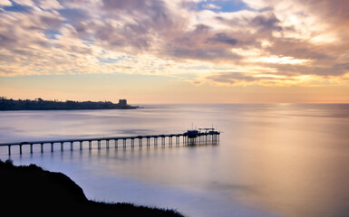 Beautiful sunset in Scripps Pier, San Diego