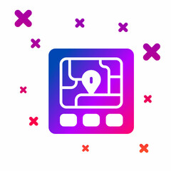 Color Gps device with map icon isolated on white background. Gradient random dynamic shapes. Vector