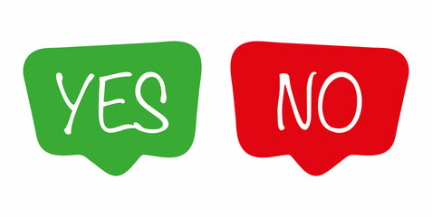 Yes and now speech bubble icons green and red colors vector eps 10