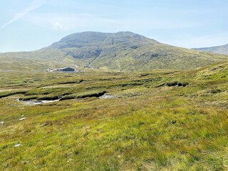 A view of the Scotland Countryside at Glencoe Mountain in the summer