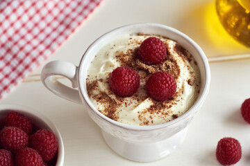 A cup of cottage cheese blended with flax seed oil - Budwig diet