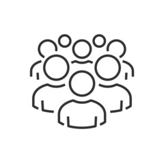 Illustration of crowd of people icon silhouettes vector. Social icon. Line style design. User group network. Corporate team group. Community member icon. Business team work activity. Staff unity icon