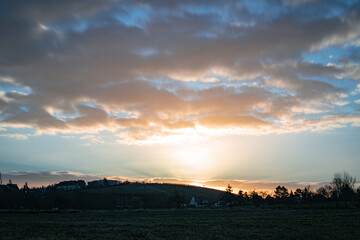 sunset over the field
