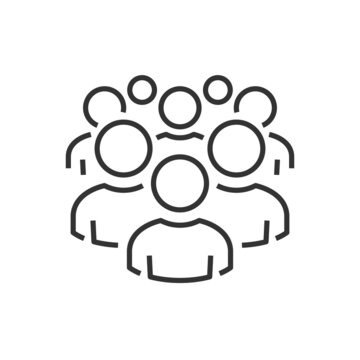 recommend clip art: Illustration of crowd of people icon silhouettes vector. Social icon. Line style design. User group network. Corporate team group. Community member icon. Business team work activity. Staff unity icon