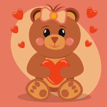 Teddy Bear Icon Brown Teddy Bear Toy Set | Teddy Bears Icon Love Vector Illustration Logo | Stuffed Teddy-Bear Happy Teddy Bear