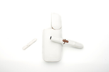 Electronic cigarette, tobacco heating system isolated on white background