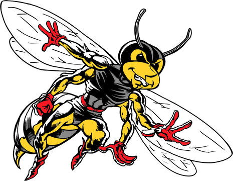 Bee Mascot in Flight Vector Illustration