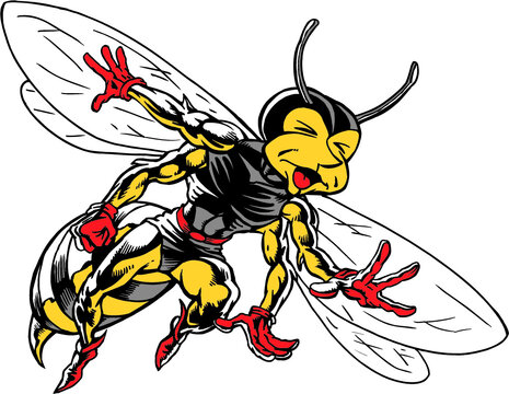 Bee Mascot in Pain Vector Illustration
