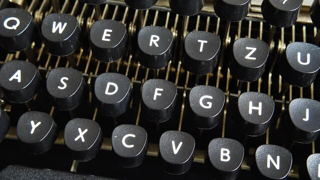 Vintage typewriter keys closeup.