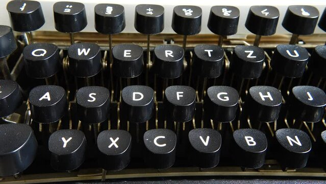 Vintage typewriter keys closeup.