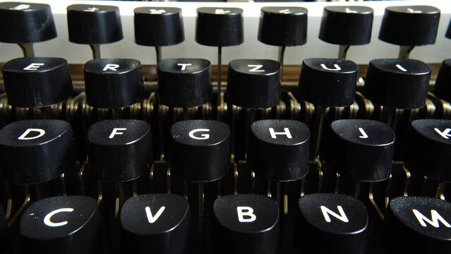 Vintage typewriter keys closeup.