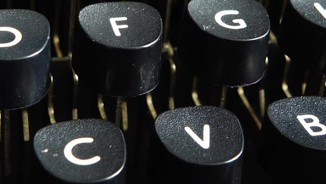 Vintage typewriter keys closeup.