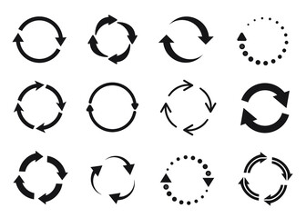 Circle refresh reload rotation loop vector arrows set