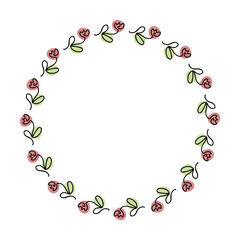 Hand drawn doodle frame pattern of tulip flowers. Perfect for postcard, party invitation and print. Doodle vector illustration for decor and design.
