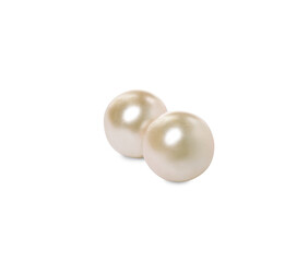 Two beautiful oyster pearls on white background