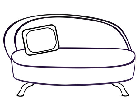 recommend clip art: Sofa with sofa cushion - vector linear picture for coloring. Outline. Ottoman with pillow, furniture - linear picture for coloring book
