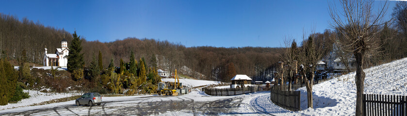 Winter of Kaona Monastery, near Koceljeva, Serbia - 484272327