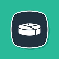 Blue Pie chart infographic icon isolated on green background. Diagram chart sign. Vector