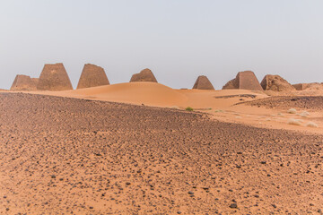 Fototapeta na wymiar View of Meroe pyramids in Sudan