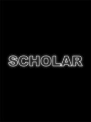 Scholar Text Title -  Neon Effect Black Background -  3D Illustration