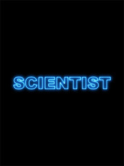 Scientist Text Title -  Neon Effect Black Background -  3D Illustration