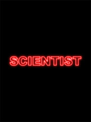 Scientist Text Title -  Neon Effect Black Background -  3D Illustration