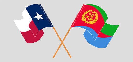 Crossed and waving flags of the State of Texas and Eritrea