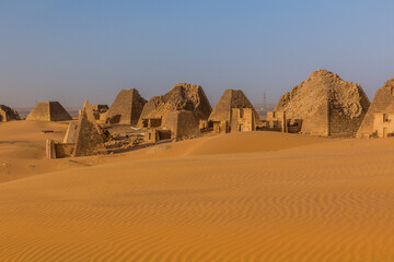 View of Meroe pyramids in Sudan - obrazy, fototapety, plakaty