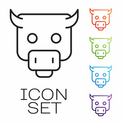 Black line Bull market icon isolated on white background. Financial and stock investment market concept. Set icons colorful. Vector