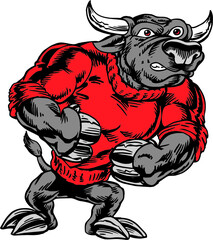 Bull Mascot Strut Vector Illustration