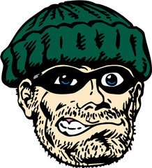Burglar Mascot Head Vector Illustration