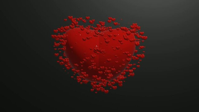 Valentine's Day background with red hearts in motion