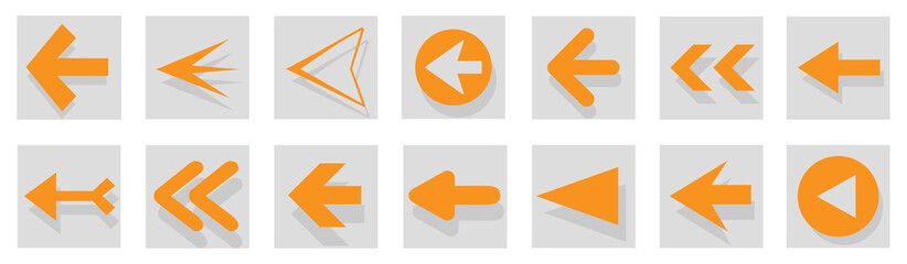 Arrow icon set isolated on background. Arrows vector collection. Different arrow icons in flat style. Creative arrows template for web site, app, graphic design, ui and logo. Arrow vector symbol